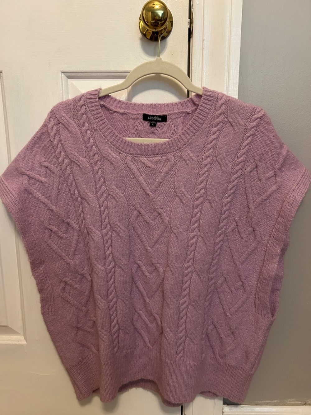 Colette Lavender Cable-Knit Crewneck Sweater